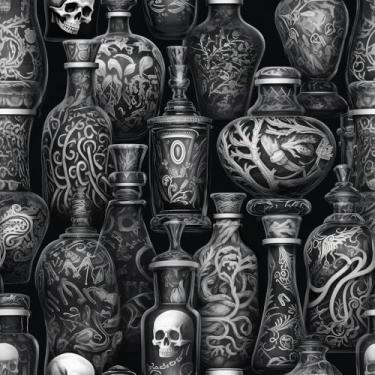 Imagem de Papel de parede gótico escuro descasque e cole preto legal assustador misterioso vívido extravagante garrafa de folha de esqueleto autoadesivo papel de contato removível à prova d'água para locatário