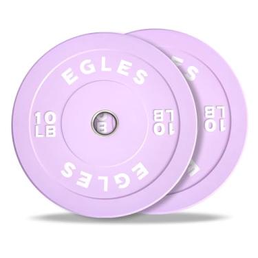 Imagem de Egles Discos De Peso Roxos Vibrantes, Discos De Barra De Borracha, Padrão Olímpico De 2 Polegadas, Par De Discos De Proteção Olímpicos De 10 Libras, Inserções De Aço Para Levantamento De Peso Em Cas