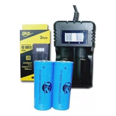Imagem de Carregador Duplo + 2 Bateria 26650 3.7v 16800mah T9 X900 - HZ