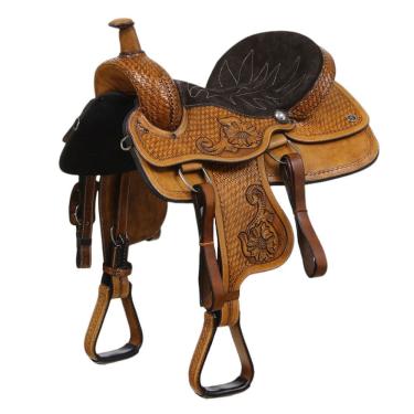 Imagem de Sela Quarto de Milha Entalhada Natural 17" Bronc-Steel 37953