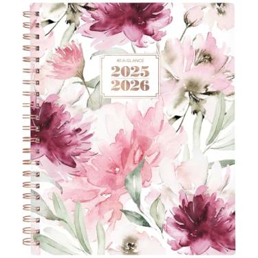 Imagem de AT-A-GLANCE Planner 2025-2026 acadêmico, semanal e mensal, 21 x 28 cm, grande, abas mensais, capa flexível, emblema floral (1734F-905A)