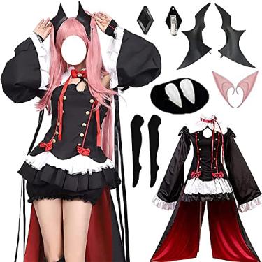 Imagem de AIUKAKP Fantasia Krul Tepes Cosplay Seraph of the End Cosplay Uniforme Preto Vestido Feminino Dia das Bruxas, Preto, G