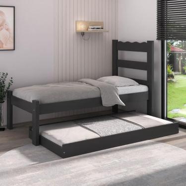 Imagem de Bicama De Madeira Maciça Com Colchão Incluso Multimóveis Cr35258 Preto