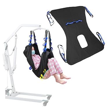 Imagem de Cadeira de balanço para higiene pessoal de paciente, bariátrico, commodo, cinto de transferência, equipamento de elevação médica – alça de quatro pontos, 450lb, grande, Preto