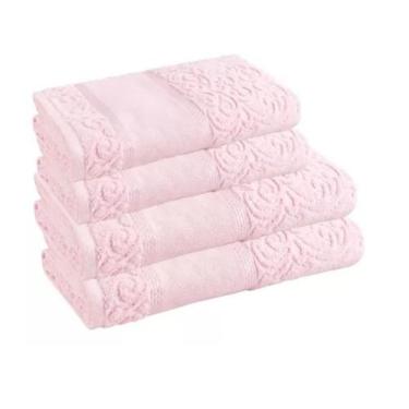 Imagem de 2 Toalhas de Banho Gigante e 2 Rosto Para Bordar Melina Karsten, Rosa1