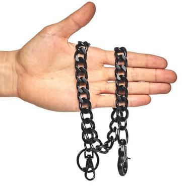 Imagem de newtro Corrente tipo carteira resistente, masculina, feminina, menino, menina, motociclista, jeans, punk, gótico, chaveiro, preto, dourado, prata TH, Th05-Matteblack, 24in