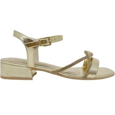 Imagem de Sandália Feminina Casual Salto Baixo Bico Quadrado com Strass Ramarim 2448251