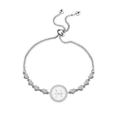 Imagem de Pulseira TGBJE signo do zodíaco doze constelações presente pulseira prata horóscopo presente presente presente de aniversário para mulheres e meninas