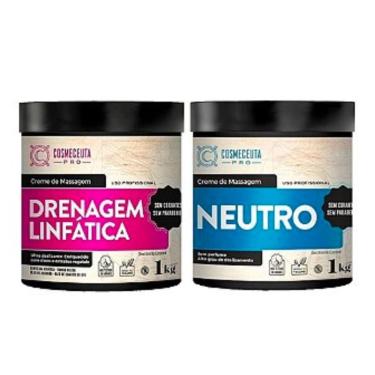 Imagem de Creme de Massagem Profissional cosmeceuta Drenagem Linfática + Neutro 1Kg - Alto desempenho, com grande ação deslizante, rendem em média 15 massagens
