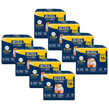 Imagem de Kit 8 Roupas Íntima Bigfral Pants Derma Plus g/ex com 16un cada