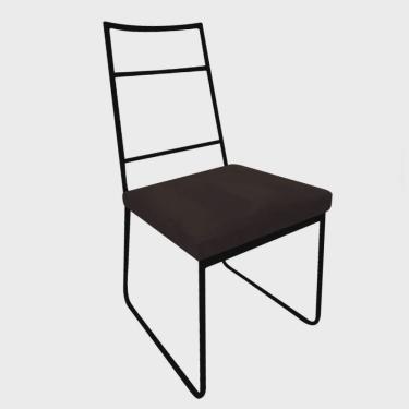 Imagem de Cadeira Sala de Jantar Escritório Office Stark Industrial Ferro Preto Suede Marrom - Ahz Móveis