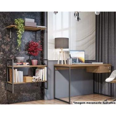 Imagem de Escritório Completo Escritório Completo Industrial (1 Escrivaninha, 2 Nichos, 1 Complemento) 4 Peças Freijo/preto - Kappesberg