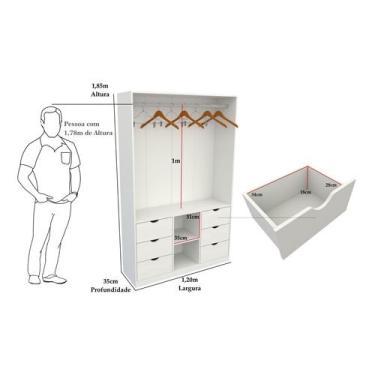 Imagem de Armário Arara Gaveta Aurora Closet Loja Expositor Roupa Mdp
