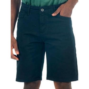 Imagem de Bermuda King & Joe Sarja Masculina Slim Plaid Azul Marinho-Masculino