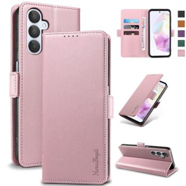 Imagem de YunuBeyii Capa Carteira para Samsung A35 5G - [Bloqueio RFID] Capinha Flip Magnética para Celular de Couro PU de Luxo com Suporte,Case Proteção,Rsistente,Antichoque, Rosa