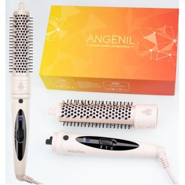 Imagem de ANGENIL Escova De Cabelo Aquecida - Alisadora E Volumizadora 1,25" Pente De Cabelo Quente Redondo Para Mulheres, Modelador De Cachos De Cerâmica Turmalina, Sem Frizz, Íon Negativo, Beachwave, Volta
