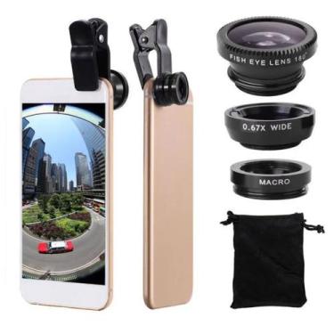 Imagem de Kit Lentes Para Celular Smartphone 3 Em 1 Universal Celulares Ipads Ta