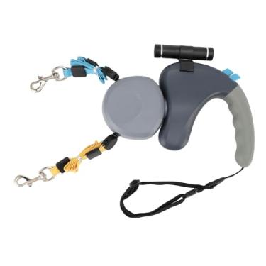 Imagem de 2 Dog Leash Retrátil Rotação 360 ° Double Headed Dog Leash Com LED Light 3 Metros Adequado para Peso <22.7kg/50 Lb (GREY)