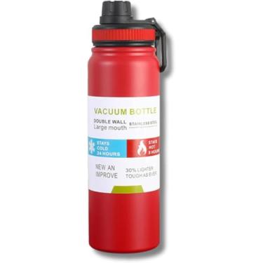 Imagem de Garrafa Térmica 800ml de Aço Inoxidável, Parede Dupla, Isolamento Térmico a Vácuo, Bico Antivazamento, Com Alça Larga e Infusor. (Vermelho)