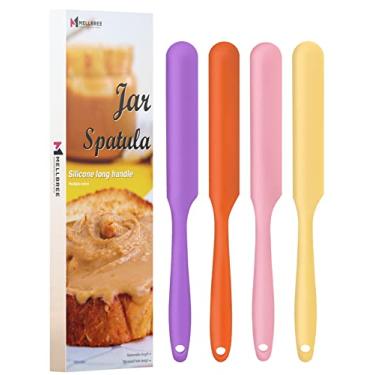Imagem de Espátula para jarro, espátula de silicone com cabo longo para jarra de maionese, chicote fresco, manteiga de amendoim, condimentos (laranja/roxo/amarelo/rosa)