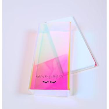 Imagem de Caixa organizadora de cílios de acrílico – caixa organizadora de extensão de cílios holográfica – organizador de cílios para extensão de cílios – perfeita para suporte de cílios, estojo de cílios e