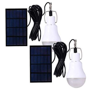 Imagem de All Best Lâmpada de LED portátil alimentada por energia solar, painel de energia solar, iluminação LED para acampamento, barraca, pesca noturna, luzes de emergência flash 350 LM (pacote com 2)