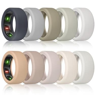 Imagem de BandSmith Capa de anel de silicone compatível com protetor de anel Oura, capa elástica para Oura Ring Gen 4/3 Working Out - Patente protegida (Ninho neutro-10P, P para 678910)