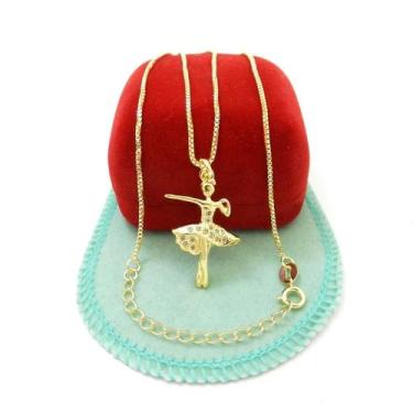 Imagem de Corrente Feminina 40/45Cm 1Mm Bailarina Folheado Ouro Cr885 - Wnbijout
