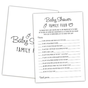 Imagem de Baby Shower Family Feud Game - Pacote com 30 cartas de jogo, 1 chave de resposta, jogo de chá de bebê para meninos e meninas, decorações de chá de bebê neutro de gênero, suprimentos de jogo de feudes