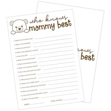 Imagem de ZEDEV 30 PCS Cute Bear Who Knows Mommy Best Baby Shower Game for Boy Girl, Double-Sided Games Gender Neutral Gender Reveal Party Supplies & Decor-C11