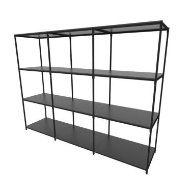 Imagem de Praleira De Aço Reforçada Mini Porta Pallet 200x60x90 Estante Estoque Bandeja Preta 3 Módulos Conjugados