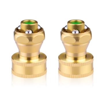 Imagem de 2 peças de bocal de mangueira de latão, pulverizador de mangueira ajustável, bicos de mangueira torcidos para jardim, acessório de mangueira multifuncional para carros, plantas, animais de estimação