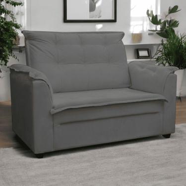 Imagem de Sofá 2 Lugares Namoradeira Marrocos 1,40m Sala De Tv Estar Recepção Suede Cinza Mabe Magazine