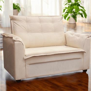 Imagem de Sofá 2 Lugares Namoradeira Marrocos 1,40m Sala De Tv Estar Recepção Suede Bege Mabe Magazine