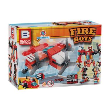 Imagem de Fire Bots Block Brinq 2 em 1 Polibrinq 3+ Anos com 47 Peças