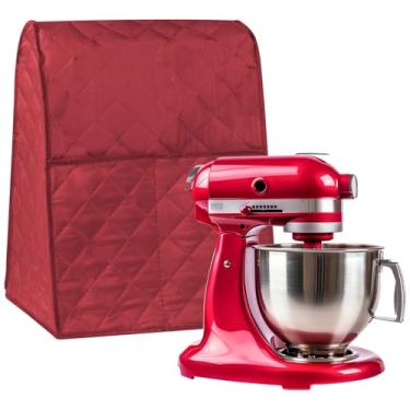 Imagem de Aunifun Batedeira de suporte à prova de poeira capa de liquidificador resistente a manchas com bolso para acessórios de utensílios de cozinha, resistente à água e fácil limpeza (vermelho)