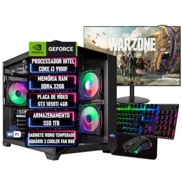 Imagem de PC Gamer Completo I3-9100F RAM DDR4 32GB SSD 1TB GTX 1050TI 4GB + Monitor + Kit Gamer + Adaptador Wi-fi - ADVANCEDTECH