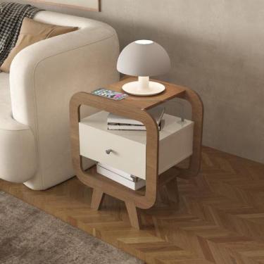 Imagem de Mesa Lateral com 1 Gaveta e Portas USB Multimóveis CR45304, Cinamomo/O