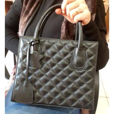 Imagem de Bolsa Feminina em Couro Preta - Quenay Calçados e Acessórios 