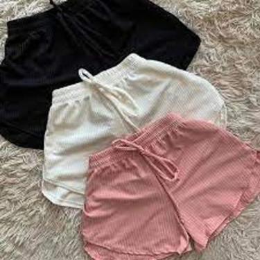 Imagem de Short feminino canelado detalhe lastex amarrar  moda - Filó modas, Pre
