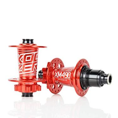 Imagem de BestPartsCom Cubo de freio a disco KOOZER XM490 de 32 furos de alumínio ultraleve MTB Mountain Bike de liberação rápida (qr) conjunto de cubo dianteiro traseiro vermelho para Shimano 8-11 velocidades