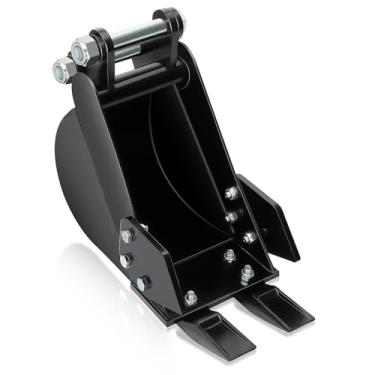 Imagem de Caçamba de miniescavadeira de 19,8 cm com 2 pinos, diâmetro do furo da caçamba de escavação estreita de 2,5 cm e distância entre eixos central de 9 cm, baldes de valetadeira de 200 mm para muitas