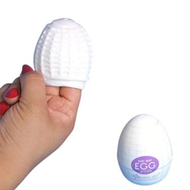 Imagem de Masturbador Masculino EGG, Modelo Spider, Silicone Macio, 7cm x 5,2cm, Branco