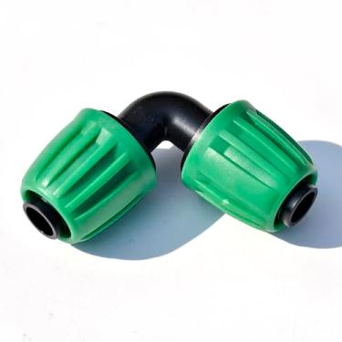 Imagem de Canto de cotovelo de irrigação por gotejamento 90 conectores para tubos de irrigação de 1/5.1 cm, tampas de bloqueio, acessórios farpados, ajuste OD 1,5 cm - OD 1,7 cm tubo PE para sistema de