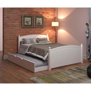 Imagem de Cama Casal De Madeira Maciça e MDF Totalità Com Cama Auxiliar, Branco