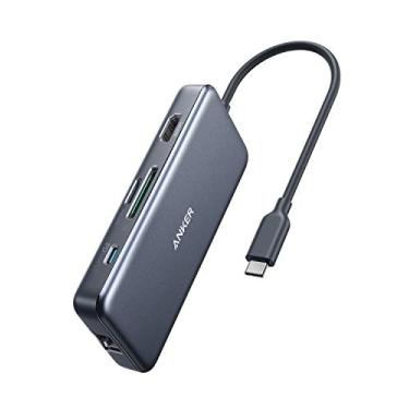 Imagem de Anker Hub USB C, adaptador USB C 7 em 1, com HDMI 4K, entrega de energia de 60 W, Ethernet de 1 Gbps, 2 portas 3.0, leitores de cartão SD e microSD, para MacBook Pro e outros laptops