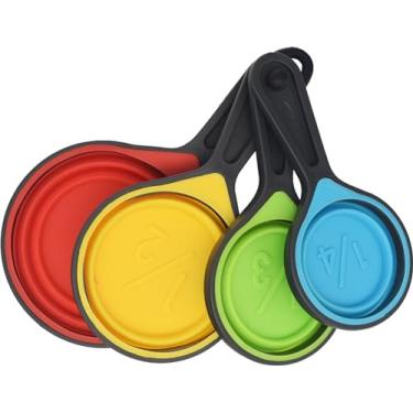 Imagem de Black Duck Brand Conjunto de 1 copos medidores de silicone dobráveis - conjuntos de 4 peças - cores vibrantes divertidas com medidas fáceis de ler - ótimo para economizar espaço de armazenamento (4