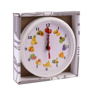 Imagem de Relógio de Parede com 1 Suporte para Mesa, Analógico, 15 cm, Design com Frutas, Branco, Silencioso, Cozinha, Decorativo, Compacto