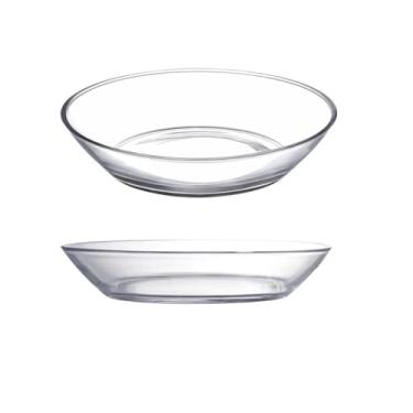 Imagem de Pratos de salada de vidro transparente, prato de jantar, pratos de sobremesa de vidro temperado de 19 cm para frutas, lanche, seguro para micro-ondas, redondo (transparente 18 cm, 4 peças)