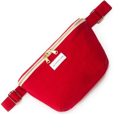 Imagem de The Peacock Crew Pochete – Bolsa tiracolo de algodão elegante para homens e mulheres – alça ajustável, zíper duplo – bolsa de ombro de tecido premium, Vermelho Nomade